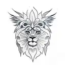 Cute lion doodle with wings korean tattoo tattoo design idea