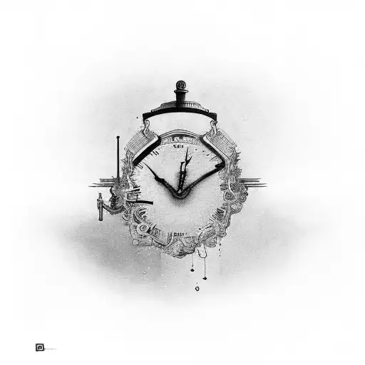Half clock with shading and time never lies lettering tattoo design idea