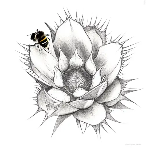 agave plant and bee tattoo design idea