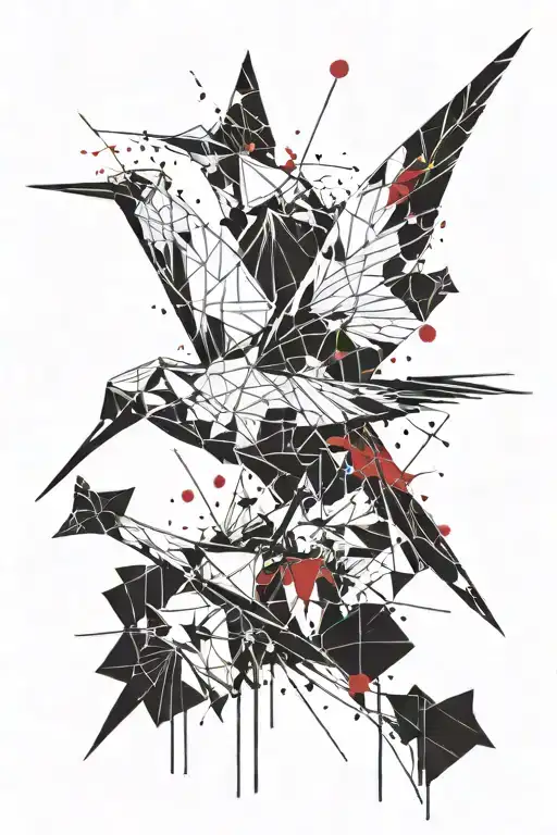 origami crane bird tattoo design idea