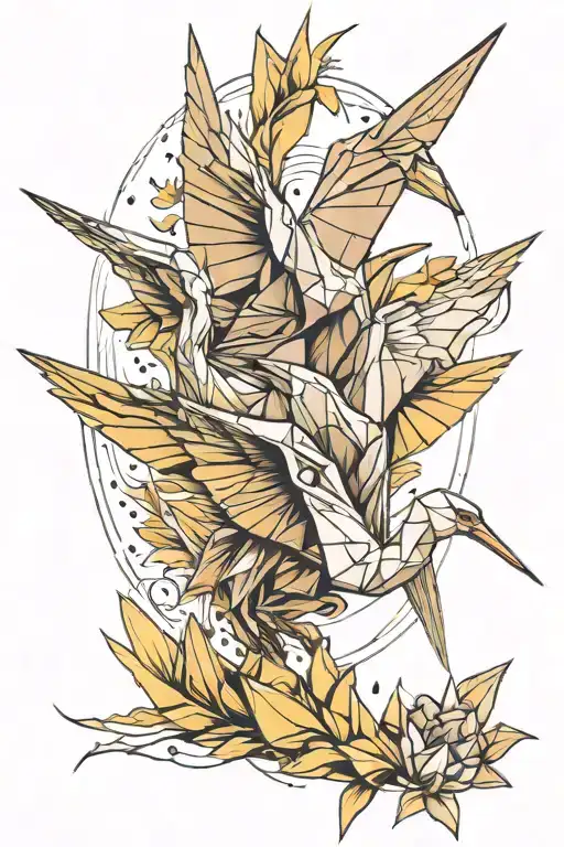origami crane bird tattoo design idea