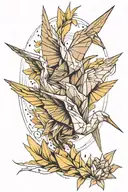 origami crane bird tattoo design idea