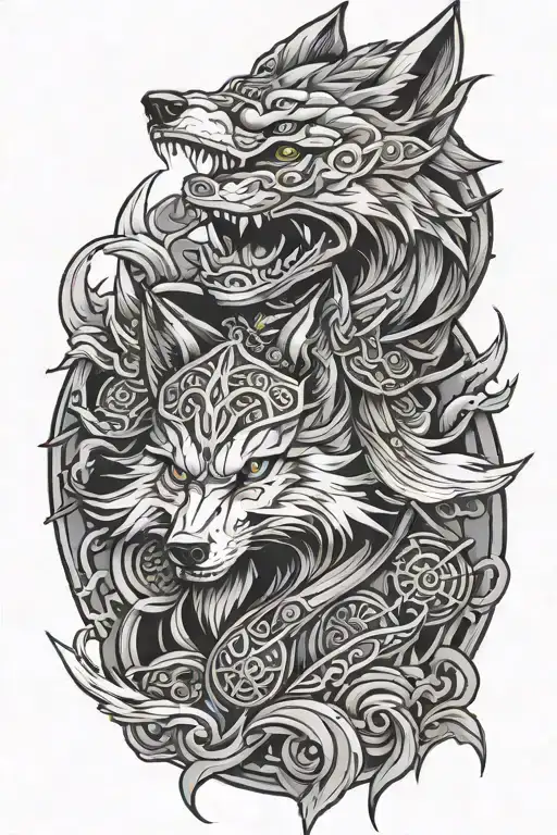 wolf samurai tattoo design idea