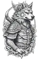 wolf samurai tattoo design idea
