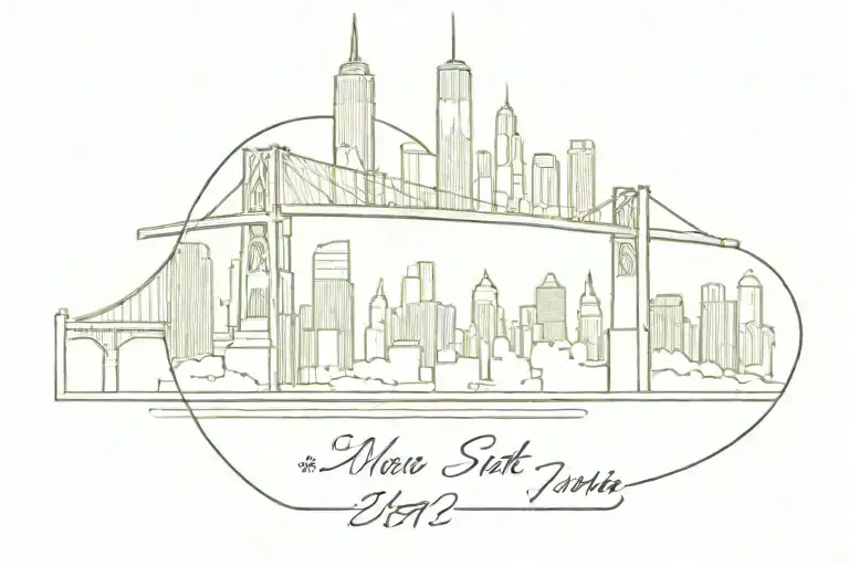 nyc skyline 59th street bridge Queens  tattoo design idea