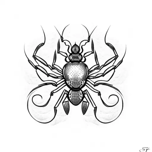 A tattoo of a spider with webs between its legs in the shape of a butterfly and a snake on the back of the spider that s tattoo design idea