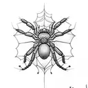 spider with webs shape of a butterfly and a snake on the back of the spider  tattoo design idea