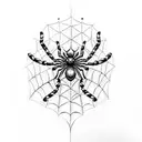 spider with webs shape of a butterfly and a snake on the back of the spider  tattoo design idea