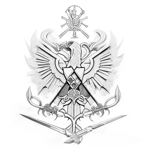 Ukraine Coat of Arms shield and tridebt tattoo design idea