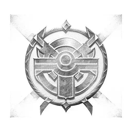 River Plate  team shield  in black and with a crossed red band. tattoo design idea