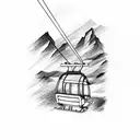 ski lift with mountains in background tattoo design idea