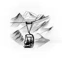 ski lift with mountains in background tattoo design idea
