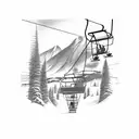 ski lift with mountains in background tattoo design idea