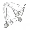 light bulb with a little butterfly on the right side tattoo design idea