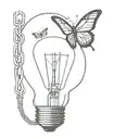 light bulb with a little butterfly on the right side tattoo design idea