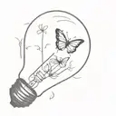 light bulb with a little butterfly on the right side tattoo design idea