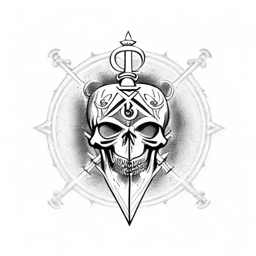 freemason skull and bones tattoo design idea