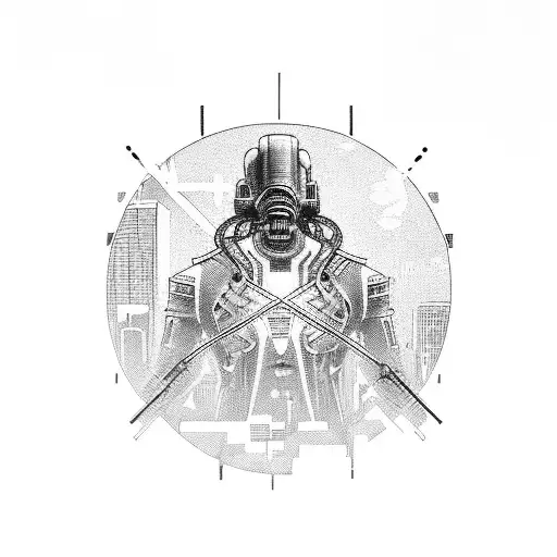 Tokyo Revengers and Mikey in a futuristic cyberpunk cityscape tattoo design idea