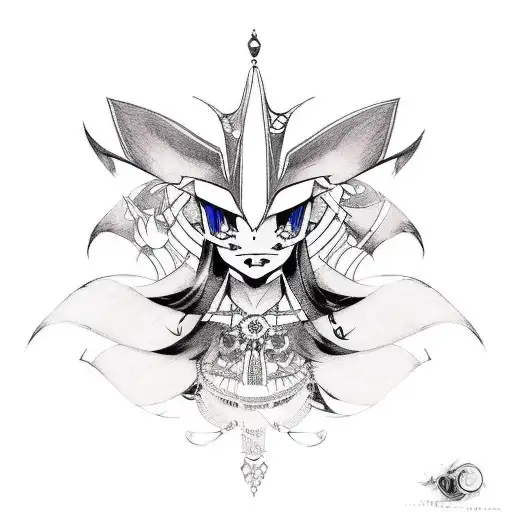 An anime-inspired tattoo of a fashion designer sketching a traditional Brazilian carnival costume tattoo design idea