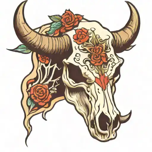 cow skull tattoo design idea