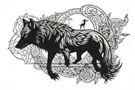 wolf and crow  tattoo design idea