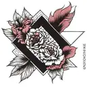 envelope with garnet and pink carnations tattoo design idea