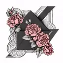 envelope with garnet and pink carnations tattoo design idea