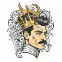 freddy mercury signature tattoo with line art silhouette tattoo design idea