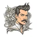 freddy mercury signature tattoo with line art silhouette tattoo design idea