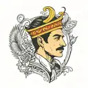 freddy mercury signature tattoo with line art silhouette tattoo design idea