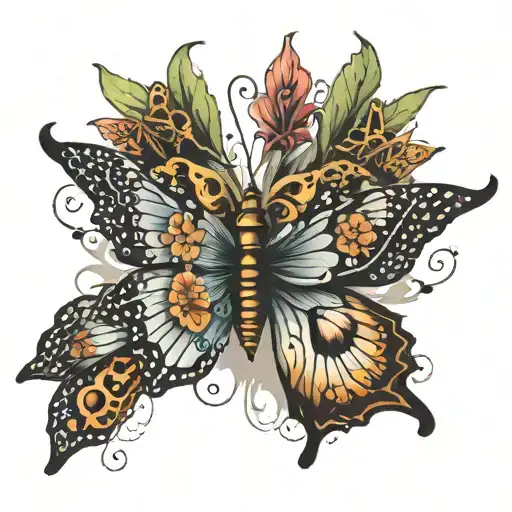 1 large butterfly with 12 smaller butterflys around it  tattoo design idea
