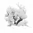 juniper tree, lion, mountains tattoo design idea