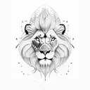 juniper tree, lion, mountains tattoo design idea