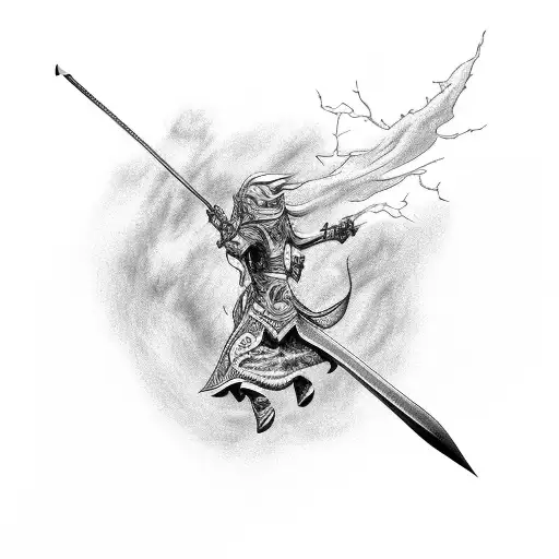 Lighting bolt, that confines a wizards duel tattoo design idea