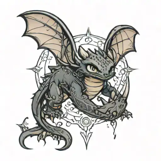 how to train your dragon inspired toothless  tattoo design idea