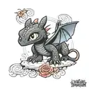 how to train your dragon inspired toothless  tattoo design idea