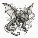 how to train your dragon inspired toothless  tattoo design idea