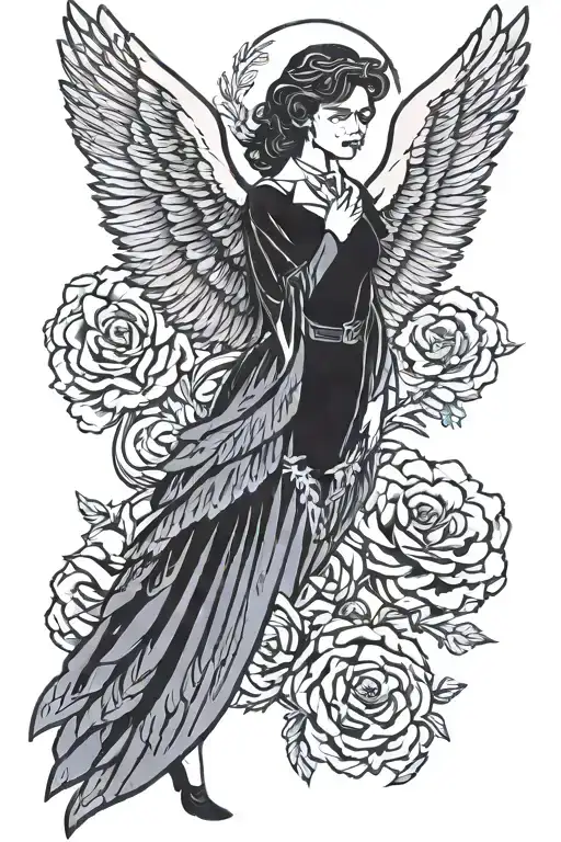 Fallen angel good omens tattoo design idea