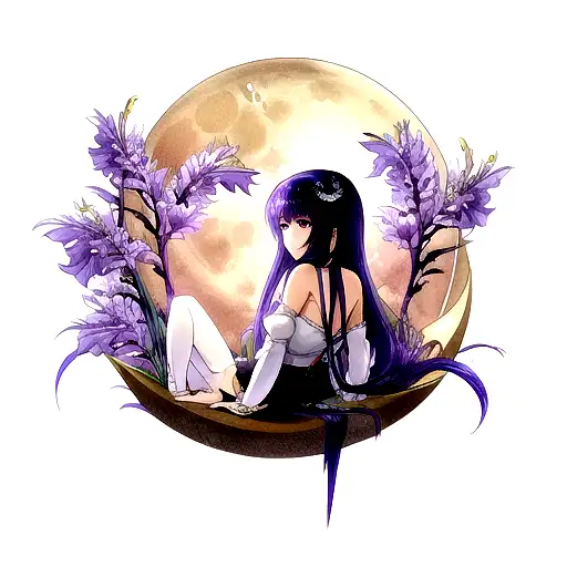  moon with Iris tattoo design idea
