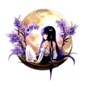  moon with Iris tattoo design idea