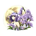  moon with Iris tattoo design idea