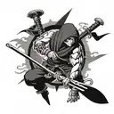 full black back tattoo ninja scroll  theme  tattoo design idea