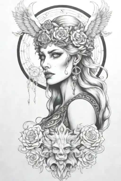 freya goddess tattoo design idea