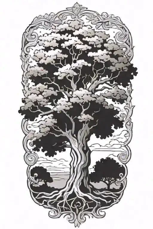 oak tree tattoo design idea