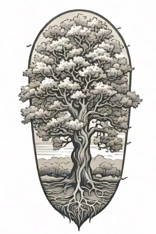 oak tree tattoo design idea