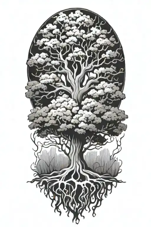 oak tree tattoo design idea