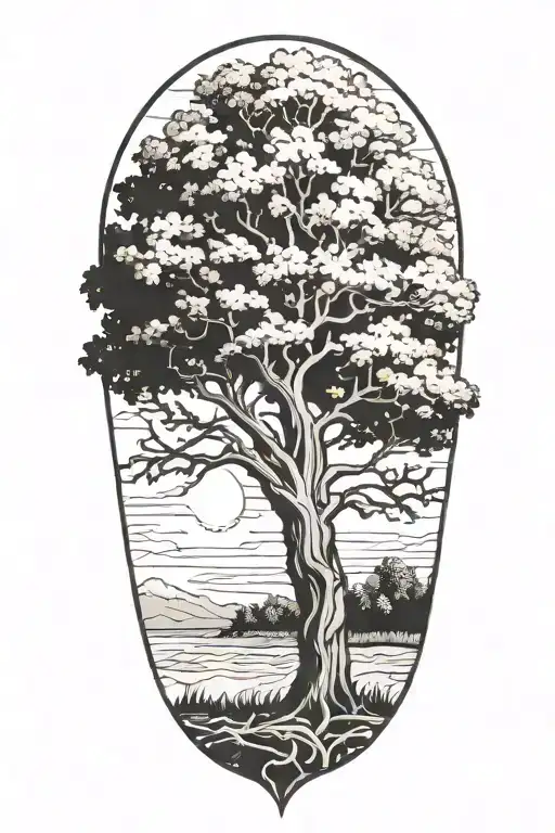 oak tree tattoo design idea