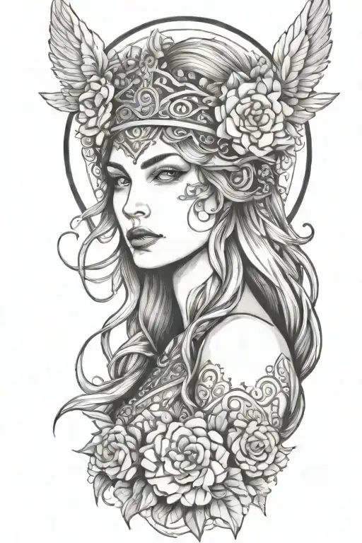 freya goddess tattoo design idea