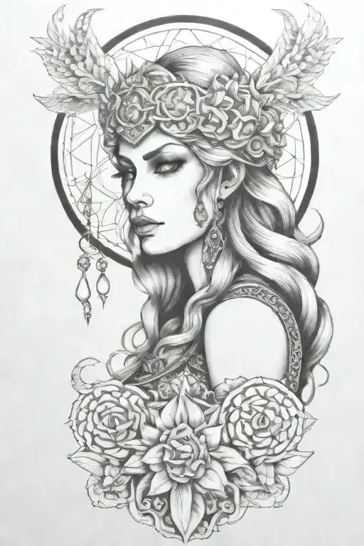 freya goddess tattoo design idea