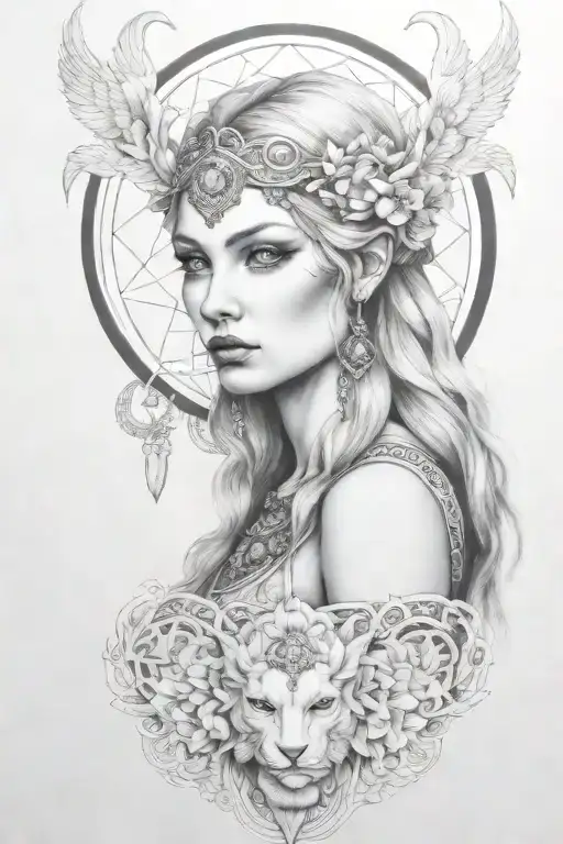 freya goddess tattoo design idea
